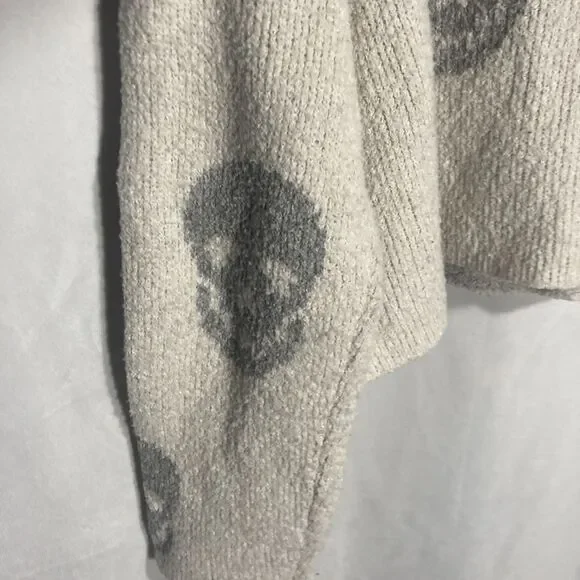 PINK REPUBLIC beige gray skulls long sleeve cropped pullover sweater XL - Picture 5 of 8